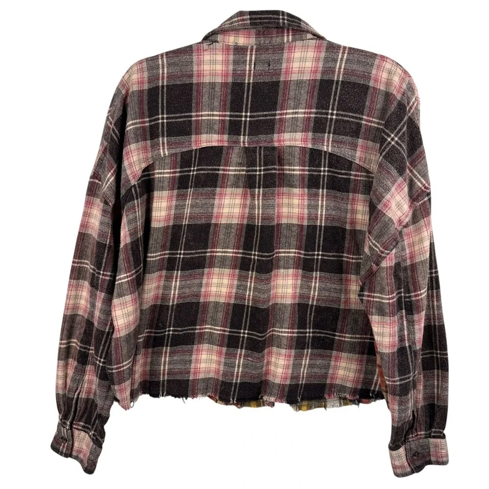 BDG Urban Outfitters Patchwork Plaid Flannel Button‎ Down Shirt Medium Festival - Picture 6 of 12